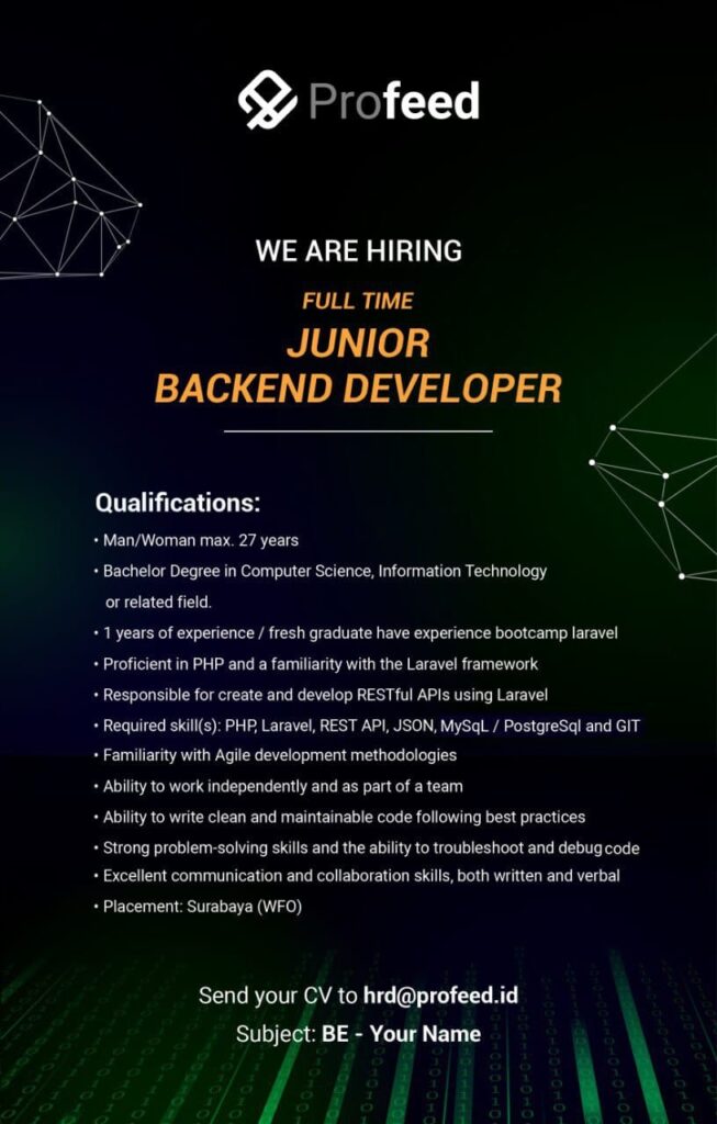 LOWKER – JUNIOR BACKEND DEVELOPER | PROFEED